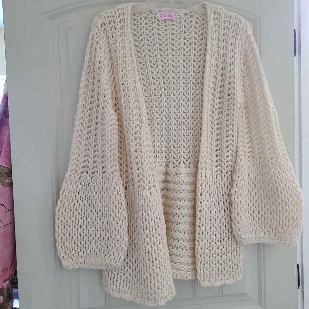 Pink Lily open knit cardigan